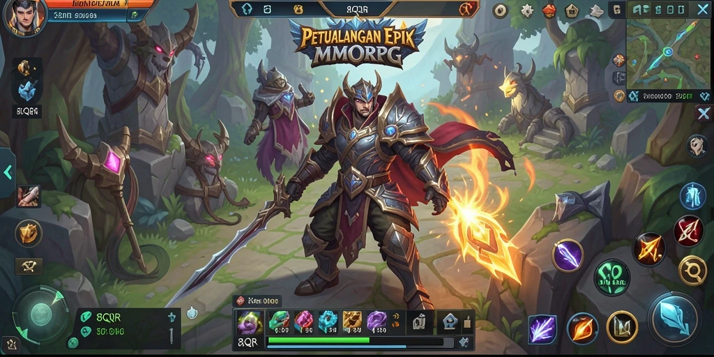 Gameplay <strong>8QR</strong> yang seru dengan grafis memukau di dalam dunia MMORPG.