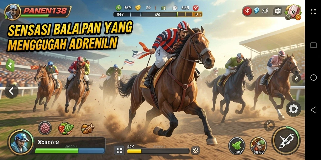 Screenshot gameplay PANEN138 menampilkan aksi balapan yang seru.
