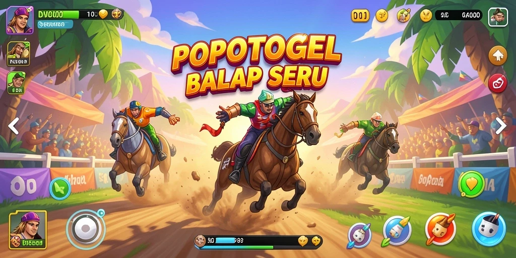 Screenshot utama menampilkan aksi seru balapan di POPOTOGEL.