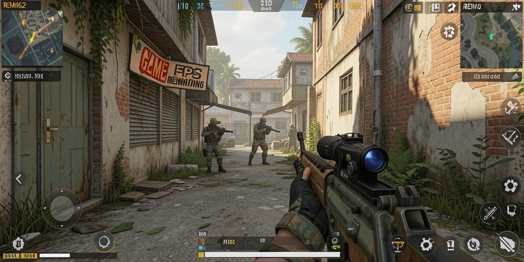 Tangkapan layar dari gameplay <strong>REMI62</strong> menampilkan aksi menembak yang seru.