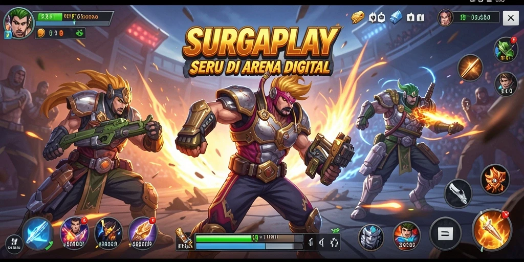 Gameplay pertarungan seru di SURGAPLAY dengan karakter unik.