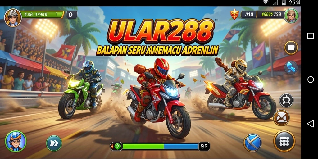 Tampilan gameplay ULAR288 dengan aksi balapan yang seru.