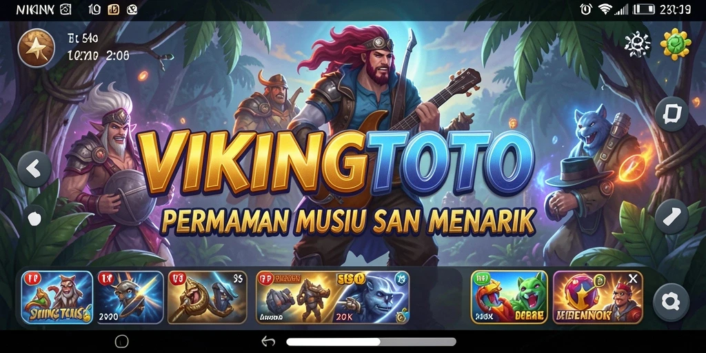 Tampilan gameplay VIKINGTOTO dengan berbagai pilihan lagu musik.