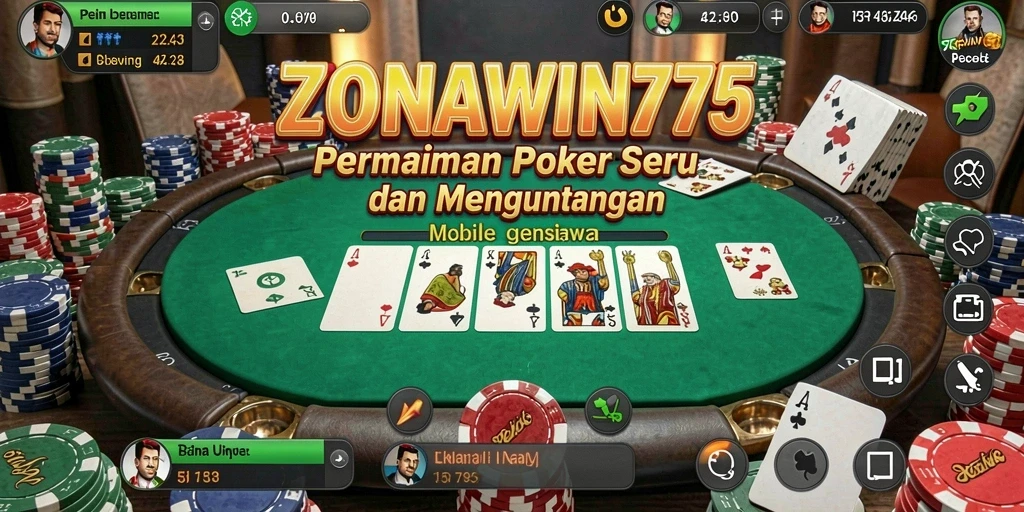 Tampilan seru permainan Poker di ZONAWIN777.
